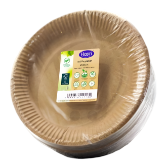 Hosti Brown Paper Plates D23cm x 100