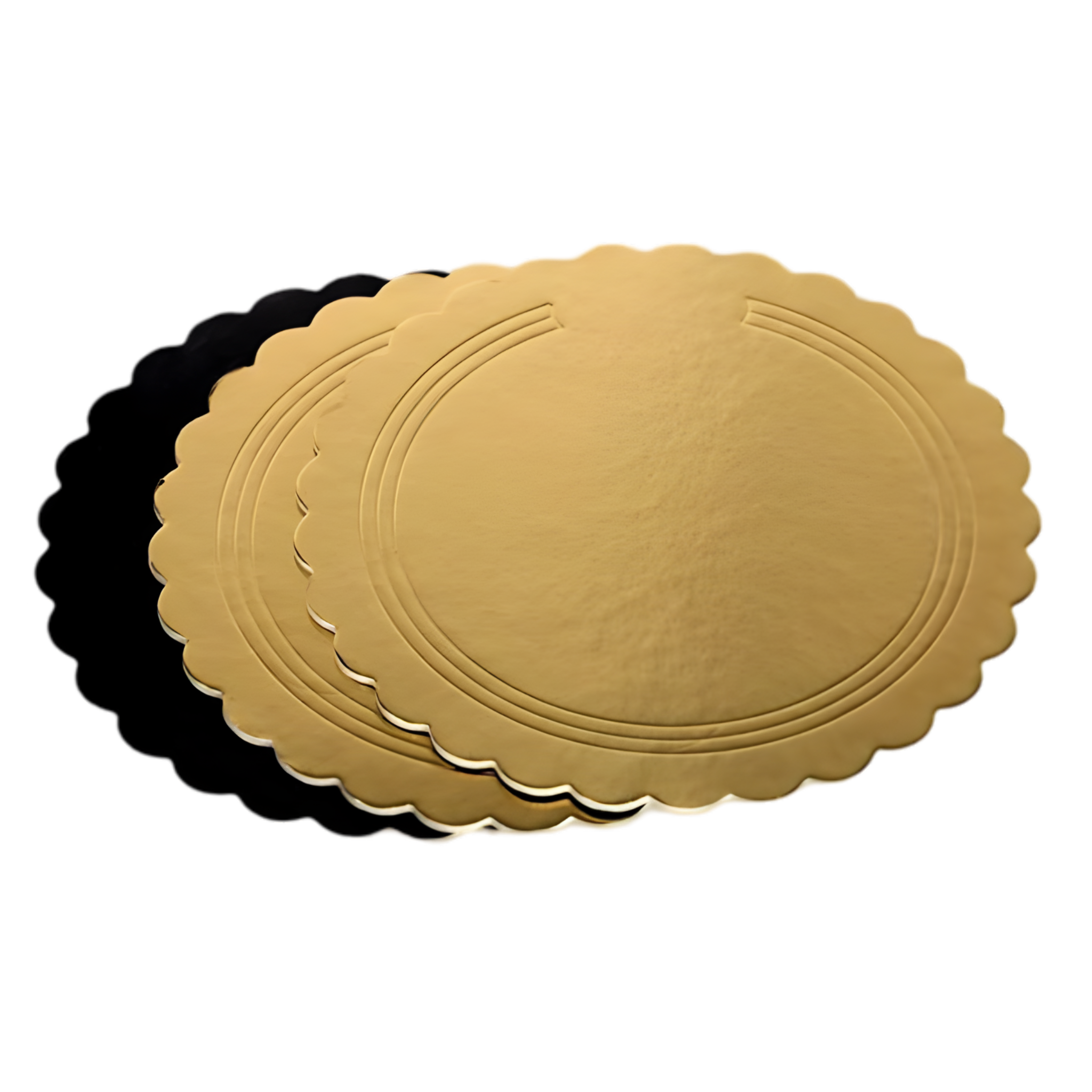 Round Scalloped Edge Cake base Black/Gold D32cm